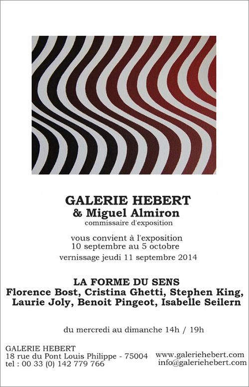 Miguel ALMIRON, commissaire de l'exposition&amp;nbsp;La Forme du Sens, Galerie Hebert (Paris, Fr, 2014) http://www.galeriehebert.com/Expositions.html#31 &amp;nbsp;
